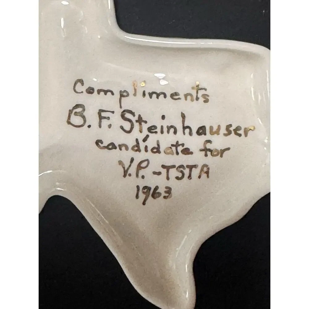 Texas Shaped Ceramic Dish Texas Memorabilia Political Campaign 1963 TSTA Vintage
